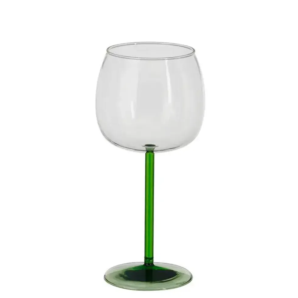 Verre à vin à pied vert Riga - Ø 9,5 x H 20 cm