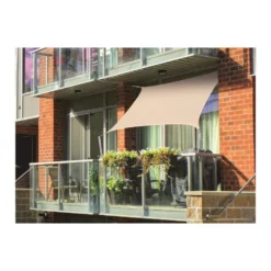 Voile d'ombrage rectangulaire beige spéciale balcon 2,0 x 1,4 m