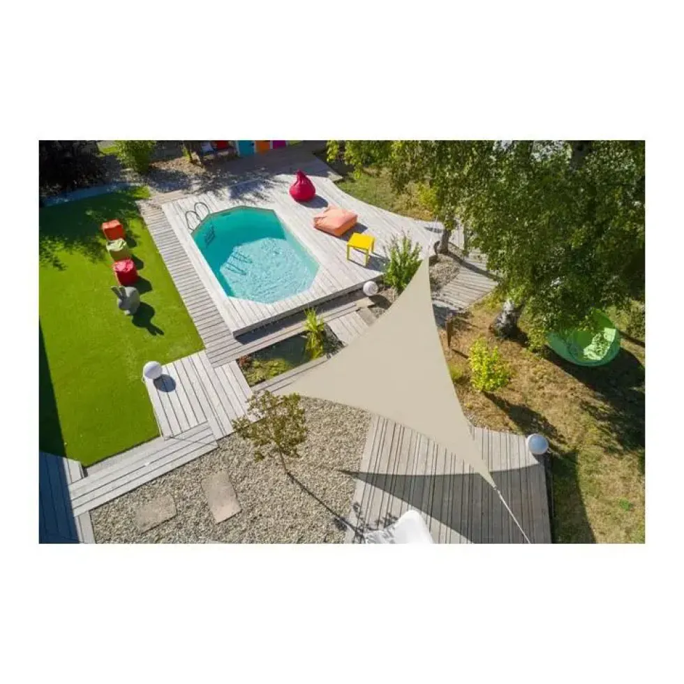 Voile ombrage ivoire 5 m triangulaire extensible