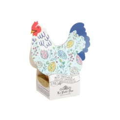 Véritable œuf coquille au chocolat praliné avec éclats de noisettes dans étui forme poule Le Petit Duc - 50 g